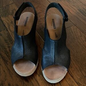 Collection by Clark Black Perforated Wedge Sandals